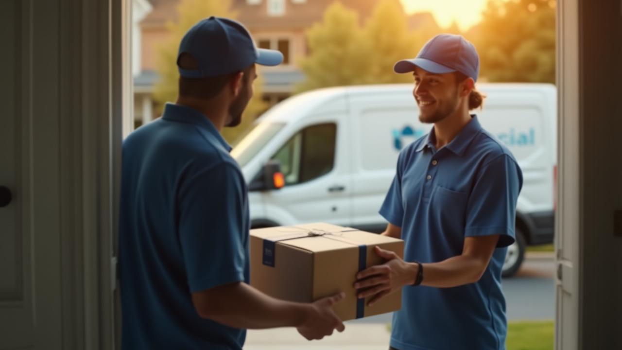A professional A&I Moving LLC driver securely delivering a package to a customer in Chantilly, Virginia